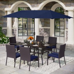 Alyah 6 - Person Patio Dining Set with Rectangular Table , Cushions Included