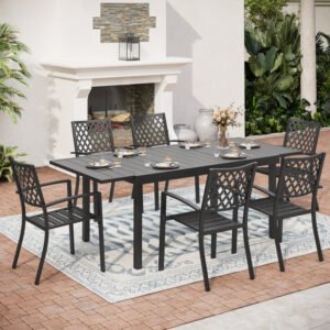 Argyri 6 - Person Metal Patio Dining Set with Rectangular Table