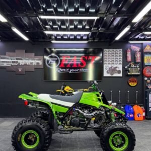 🔧 Key Features: 350cc twin-cylinder 2-stroke engine Fresh rebuild – strong and reliable Custom green plastics & powder-coated frame Upgraded front suspension (adjustable shocks) Performance exhaust system Wide stance with aftermarket wheels & off-road tires Upgraded front grille & lighting setup Clean seat with excellent comfort Lightweight chassis for fast acceleration