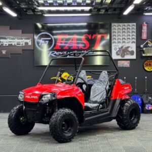 The Polaris RZR 170cc is the perfect entry-level side-by-side designed for young riders and beginners. Built with safety, control, and durability in mind, it delivers a fun and secure off-road experience while giving parents full peace of mind. ⚙️ Performance & Power Reliable 170cc engine with smooth acceleration Easy automatic transmission for simple driving Stable and controlled power delivery 🛡️ Safety Features Factory-installed roll cage for protection Seat belts & side safety nets Adjustable speed limiter (parent-controlled) Remote kill switch for instant shutdown 🛞 Suspension & Ride Durable suspension system for a smooth ride Compact design for easy handling and control Excellent stability on trails and rough terrain 💪 Capability Built for light off-road use and trail riding Strong frame designed for long-lasting durability Comfortable bucket seating for driver and passenger ✨ Why Choose the RZR 170? This model is ideal for introducing younger riders to off-road driving. It combines fun performance with essential safety features, making it one of the most trusted youth side-by-sides on the market. 📌 Condition Clean, well-maintained, and ready to ride.